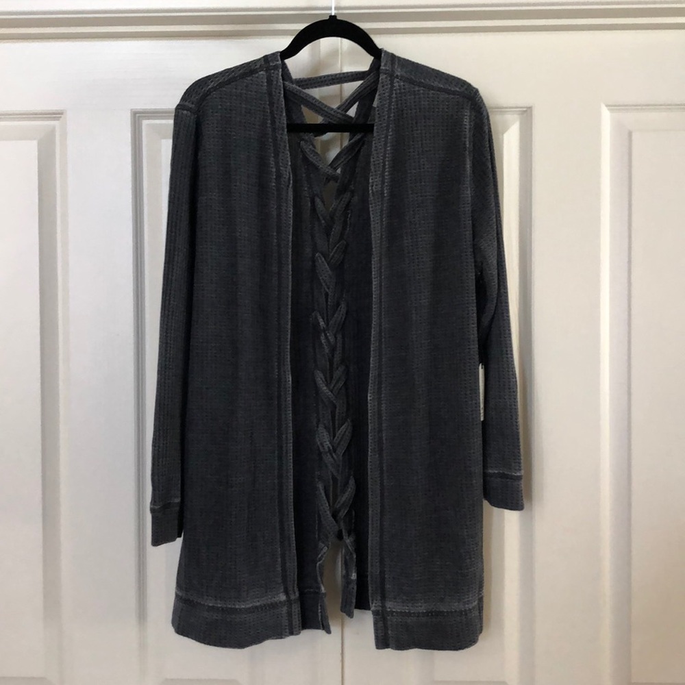 Grey Cardigan with unique back detail